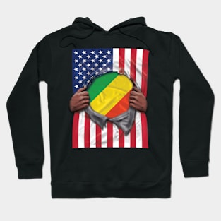 Republic Of The Congo Flag American Flag Ripped - Gift for Congon From Republic Of The Congo Hoodie